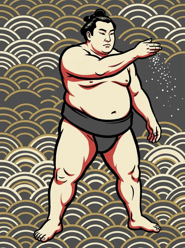 AI-generated illustration of a representative sumo wrestler. Not a photograph or a likeness of Hiraiwa Shichidayu.
