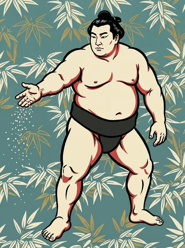 AI-generated illustration of a representative sumo wrestler. Not a photograph or a likeness of Kumegawa Hamanosuke.