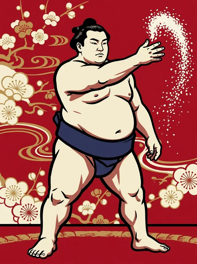 AI-generated illustration of a representative sumo wrestler. Not a photograph or a likeness of Koyanagi Tsunekichi.