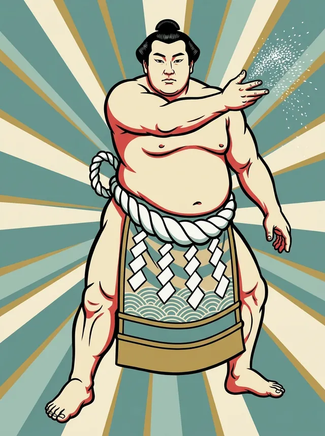 AI-generated illustration of a representative sumo wrestler. Not a photograph or a likeness of Shiranui Koemon.