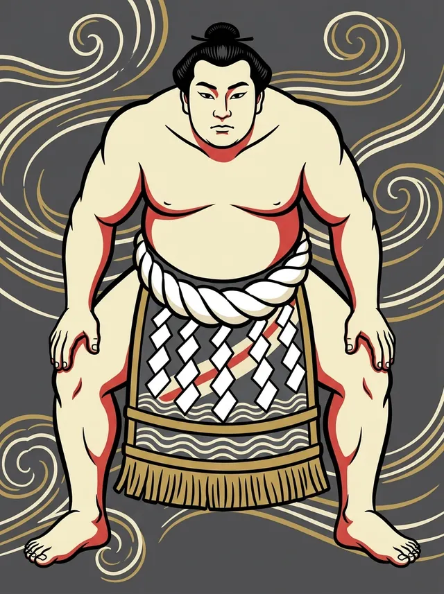 AI-generated illustration of a representative sumo wrestler. Not a photograph or a likeness of Jinmaku Kyugoro.