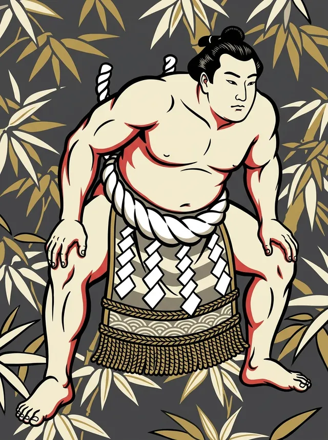 AI-generated illustration of a representative sumo wrestler. Not a photograph or a likeness of Umegatani Totaro.