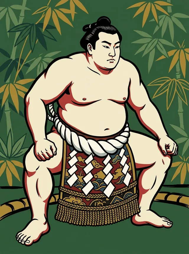 AI-generated illustration of a representative sumo wrestler. Not a photograph or a likeness of Nishinoumi Kajiro.