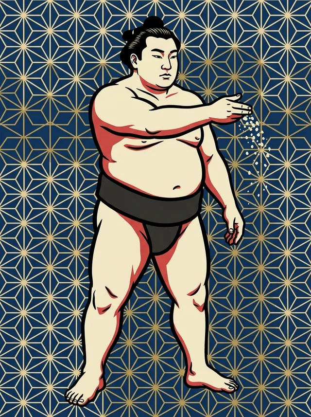 AI-generated illustration of a representative sumo wrestler. Not a photograph or a likeness of Odate Uzaemon.