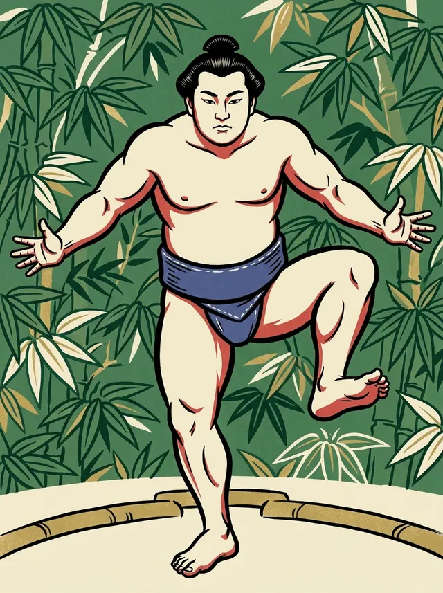AI-generated illustration of a representative sumo wrestler. Not a photograph or a likeness of Yahatayama Sadakichi.