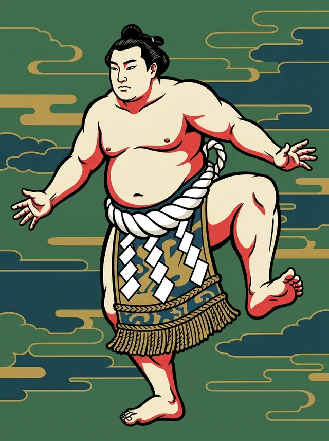 AI-generated illustration of a representative sumo wrestler. Not a photograph or a likeness of Konishiki Yasokichi.