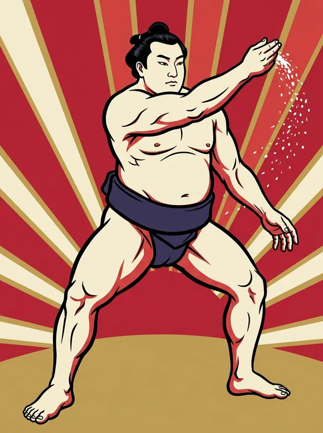 AI-generated illustration of a representative sumo wrestler. Not a photograph or a likeness of Asashio Taro.