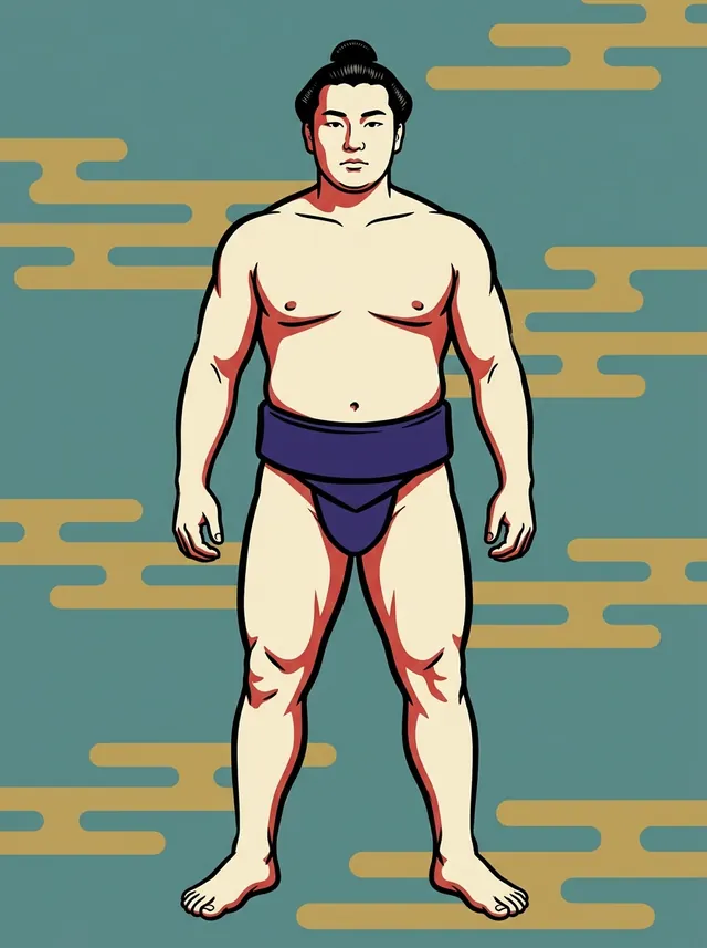 AI-generated illustration of a representative sumo wrestler. Not a photograph or a likeness of Araiwa Kamenosuke.