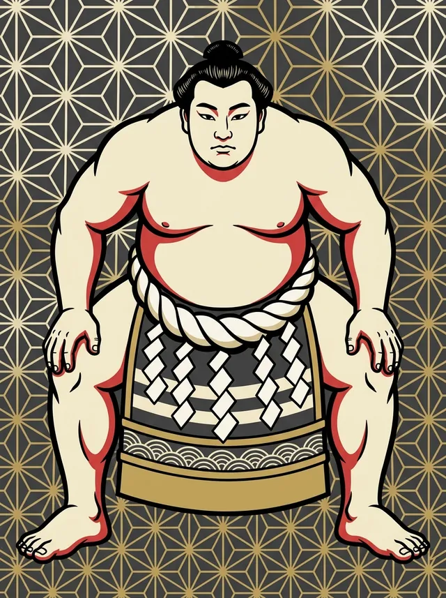 AI-generated illustration of a representative sumo wrestler. Not a photograph or a likeness of Umegatani Totaro.