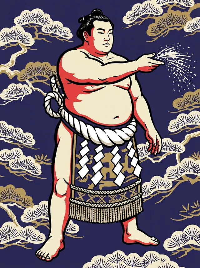 AI-generated illustration of a representative sumo wrestler. Not a photograph or a likeness of Tachiyama Mineemon.