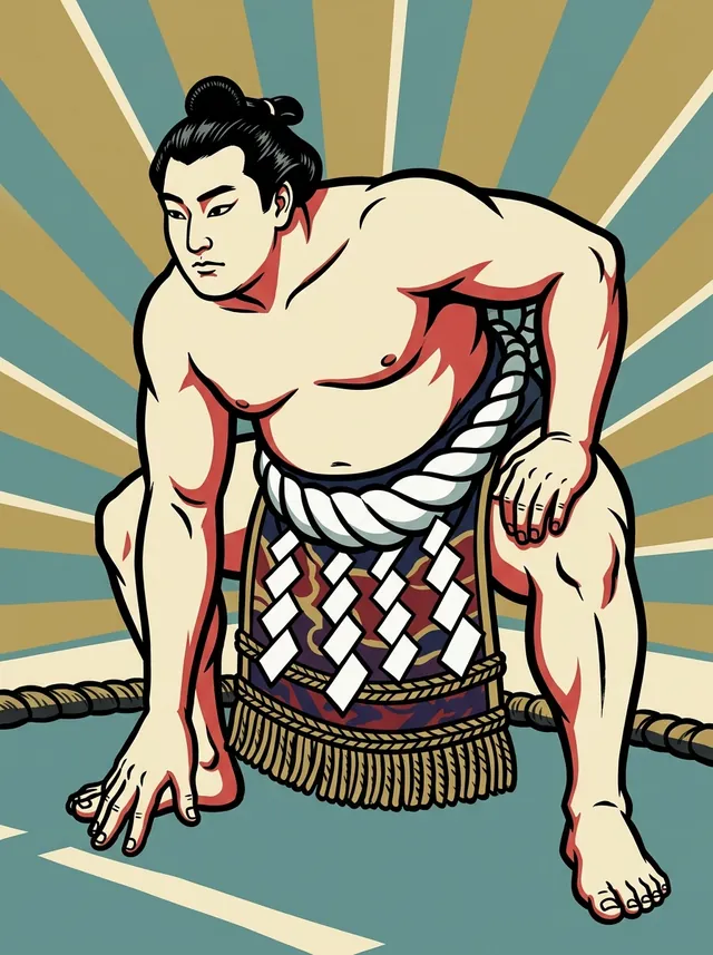 AI-generated illustration of a representative sumo wrestler. Not a photograph or a likeness of Otori Tanigoro.