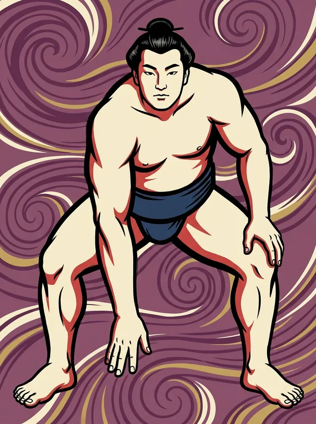 AI-generated illustration of a representative sumo wrestler. Not a photograph or a likeness of Tsushimanada Yakichi.