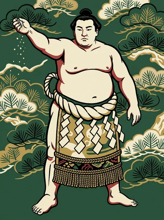 AI-generated illustration of a representative sumo wrestler. Not a photograph or a likeness of Onishiki Uichiro.