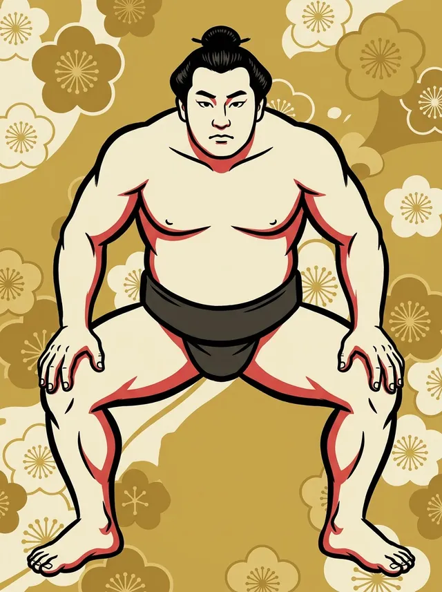 AI-generated illustration of a representative sumo wrestler. Not a photograph or a likeness of Sadanohikari Shinta.