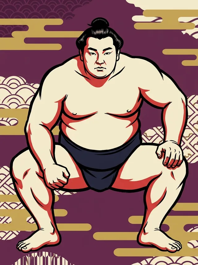 AI-generated illustration of a representative sumo wrestler. Not a photograph or a likeness of Tochinonada Taiichi.