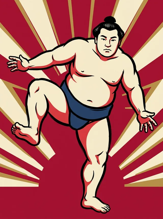 AI-generated illustration of a representative sumo wrestler. Not a photograph or a likeness of Fudoyama Subaru.