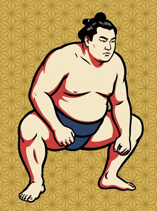 AI-generated illustration of a representative sumo wrestler. Not a photograph or a likeness of Wakanoshima Fumiya.