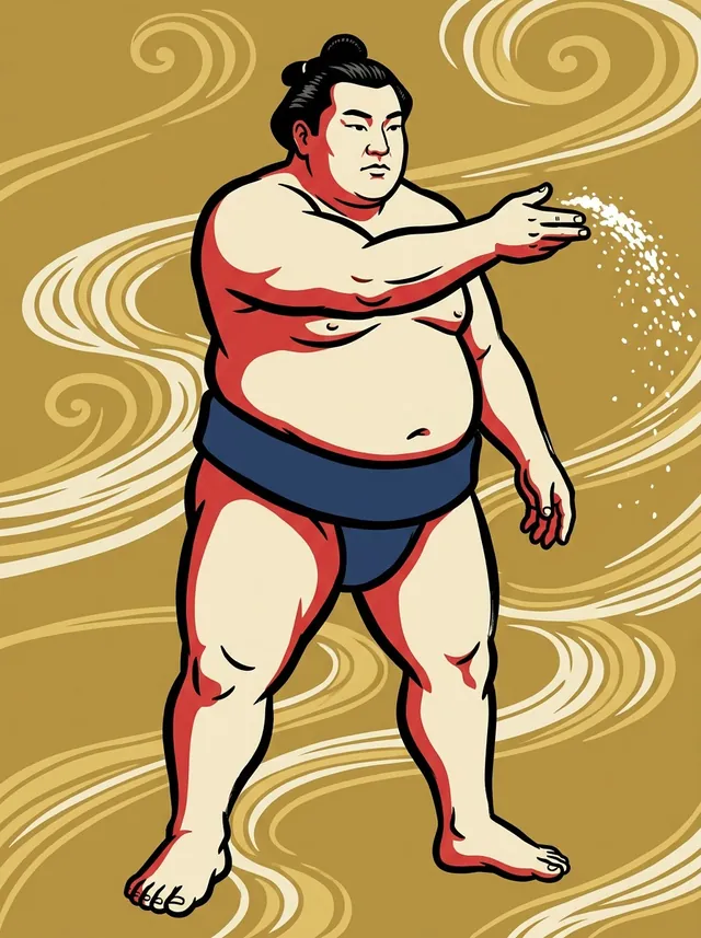 AI-generated illustration of a representative sumo wrestler. Not a photograph or a likeness of Hoshizakura Aruta.