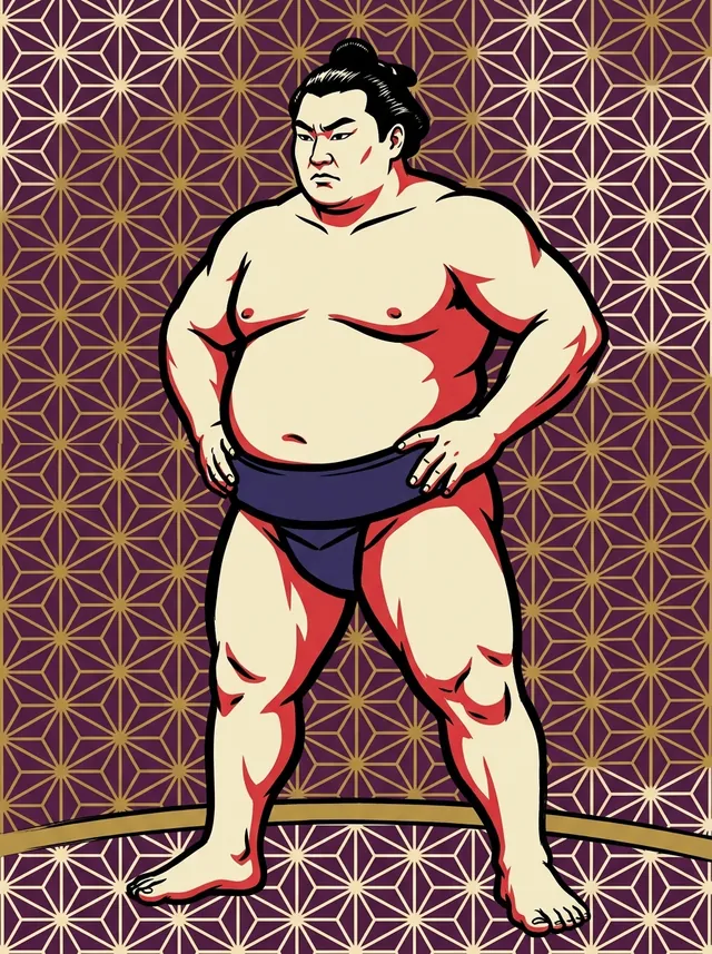 AI-generated illustration of a representative sumo wrestler. Not a photograph or a likeness of Chiyotairyu Hidemasa.