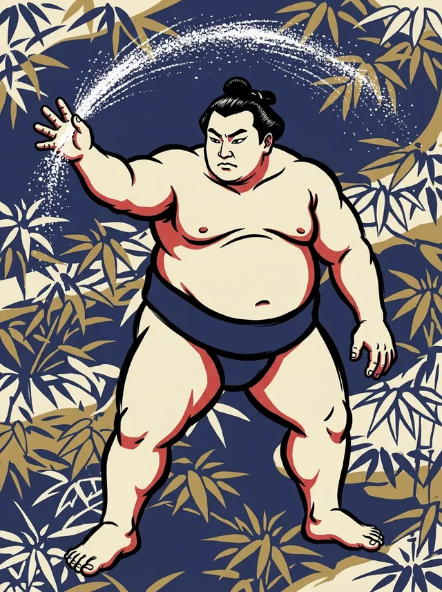 AI-generated illustration of a representative sumo wrestler. Not a photograph or a likeness of Meisei Chikara.