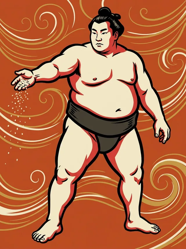 AI-generated illustration of a representative sumo wrestler. Not a photograph or a likeness of Onosho Fumiya.