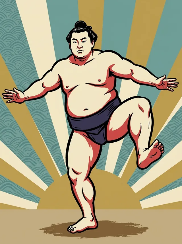 AI-generated illustration of a representative sumo wrestler. Not a photograph or a likeness of Endo Shota.