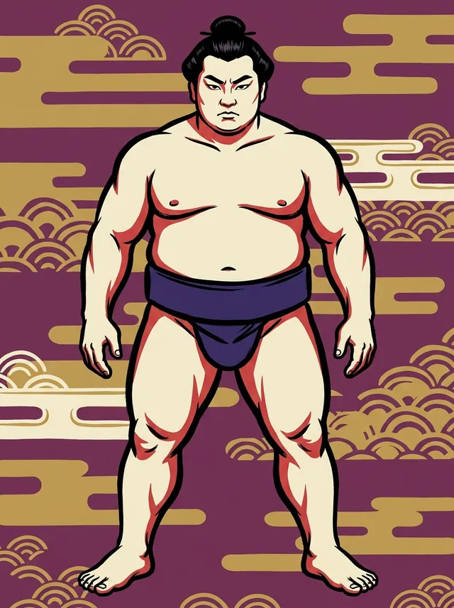 AI-generated illustration of a representative sumo wrestler. Not a photograph or a likeness of Abi Masatora.
