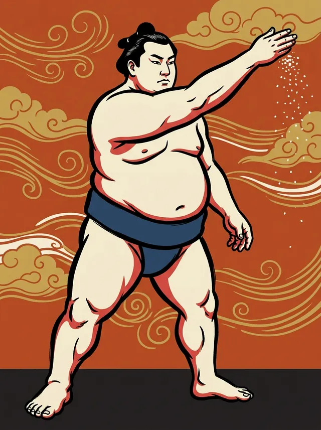 AI-generated illustration of a representative sumo wrestler. Not a photograph or a likeness of Hokutofuji Daiki.
