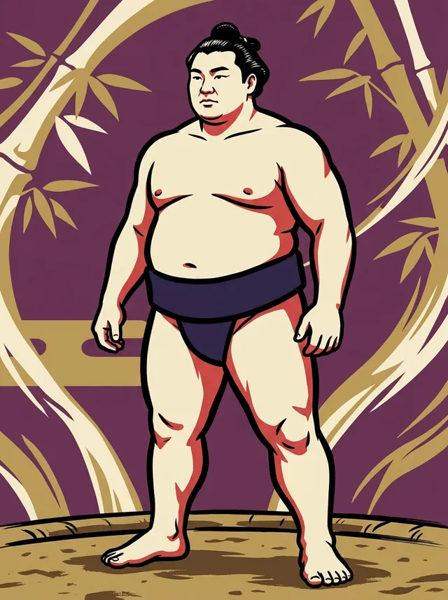 AI-generated illustration of a representative sumo wrestler. Not a photograph or a likeness of Kitaharima Seiya.