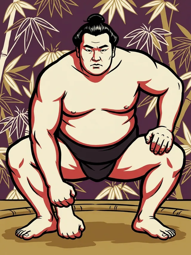 AI-generated illustration of a representative sumo wrestler. Not a photograph or a likeness of Kotoshoho Yoshinari.