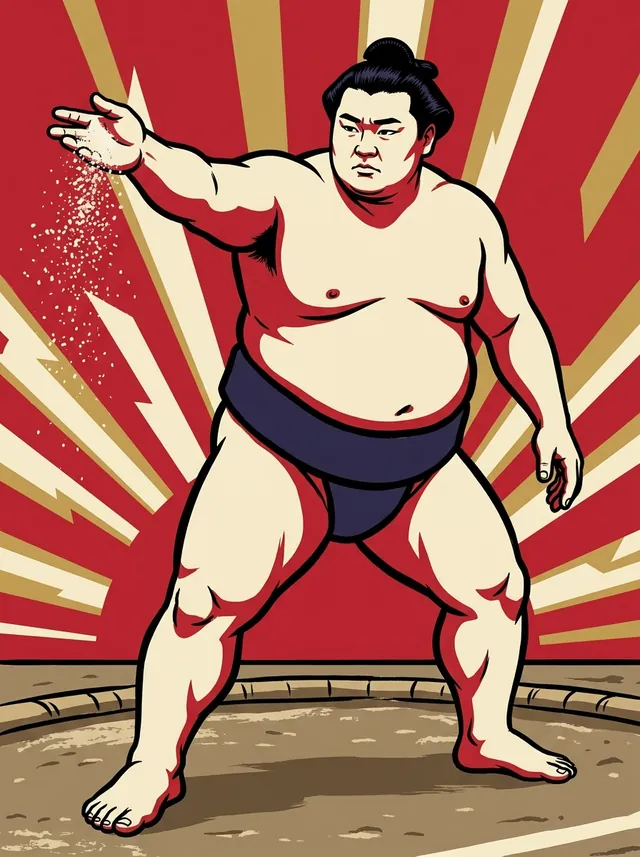 AI-generated illustration of a representative sumo wrestler. Not a photograph or a likeness of Mienofuji Shingo.