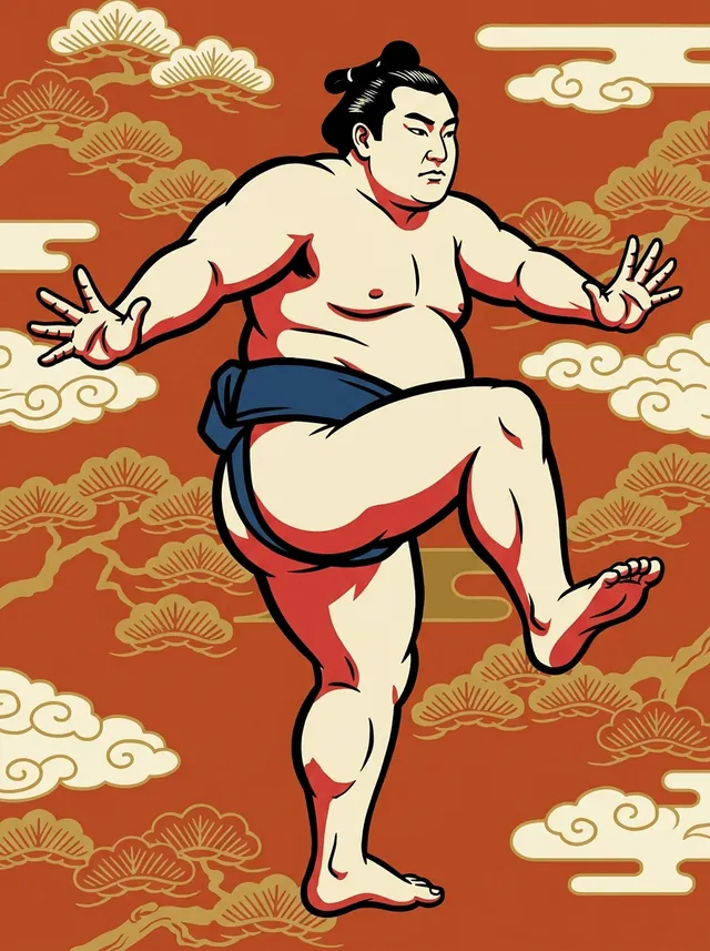 AI-generated illustration of a representative sumo wrestler. Not a photograph or a likeness of Kotoeiho Hiroki.
