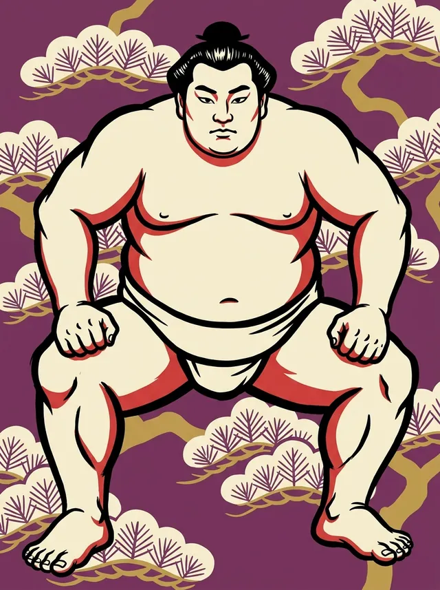 AI-generated illustration of a representative sumo wrestler. Not a photograph or a likeness of Shirokuma Yuta.