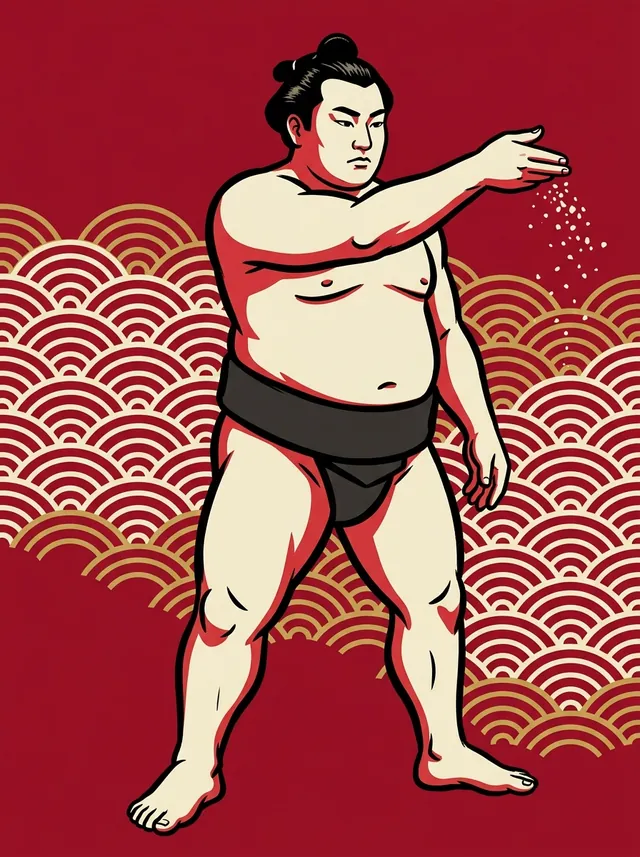 AI-generated illustration of a representative sumo wrestler. Not a photograph or a likeness of Hananofuji Keita.