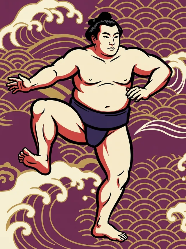 AI-generated illustration of a representative sumo wrestler. Not a photograph or a likeness of Fujinokawa Seigo.