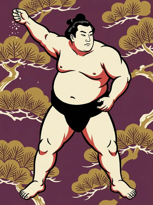AI-generated illustration of a representative sumo wrestler. Not a photograph or a likeness of Kotogaume Tsuyoshi.