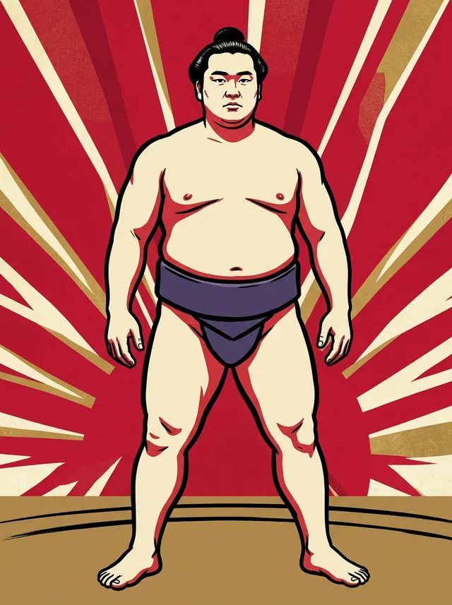 AI-generated illustration of a representative sumo wrestler. Not a photograph or a likeness of Shirasaki Toyo.