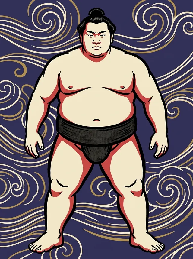 AI-generated illustration of a representative sumo wrestler. Not a photograph or a likeness of Yamanakayama Kazuhiro.