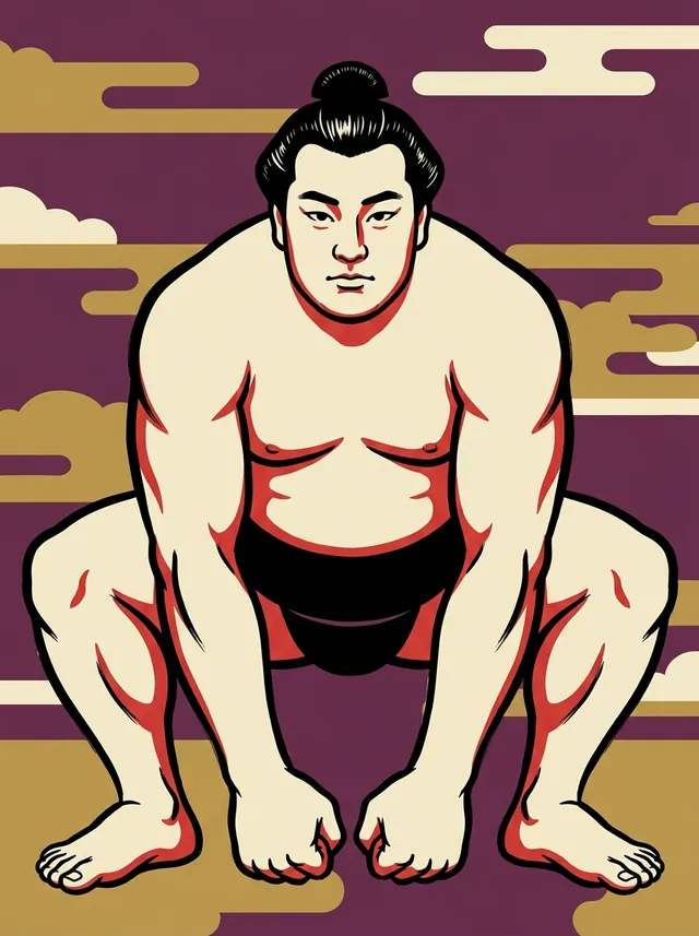 AI-generated illustration of a representative sumo wrestler. Not a photograph or a likeness of Sakahoko Nobushige.
