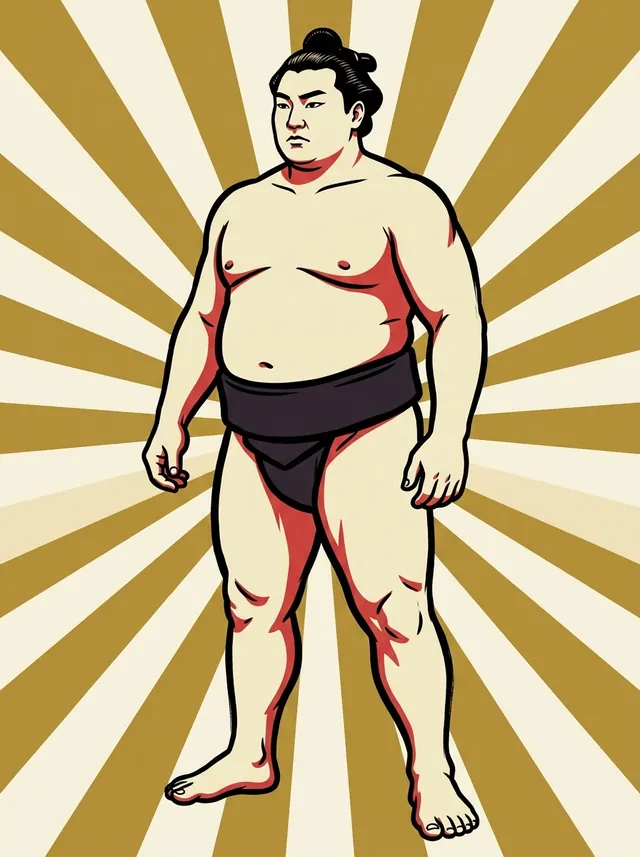 AI-generated illustration of a representative sumo wrestler. Not a photograph or a likeness of Takanofuji Tadao.