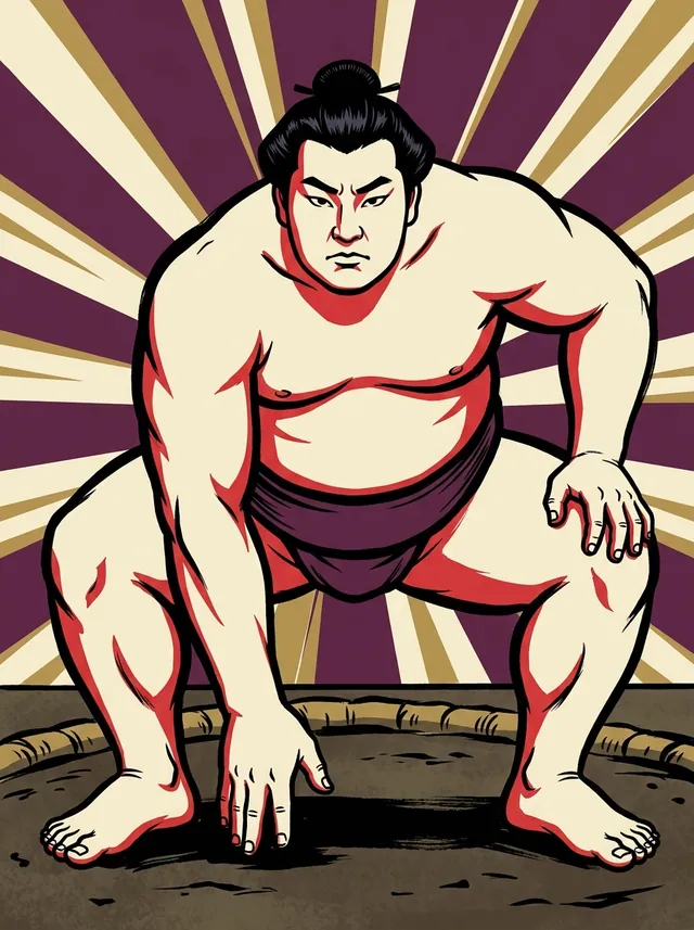 AI-generated illustration of a representative sumo wrestler. Not a photograph or a likeness of Tochitsukasa Tetsuo.