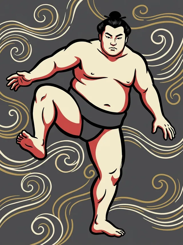 AI-generated illustration of a representative sumo wrestler. Not a photograph or a likeness of Tamaryu Daizo.