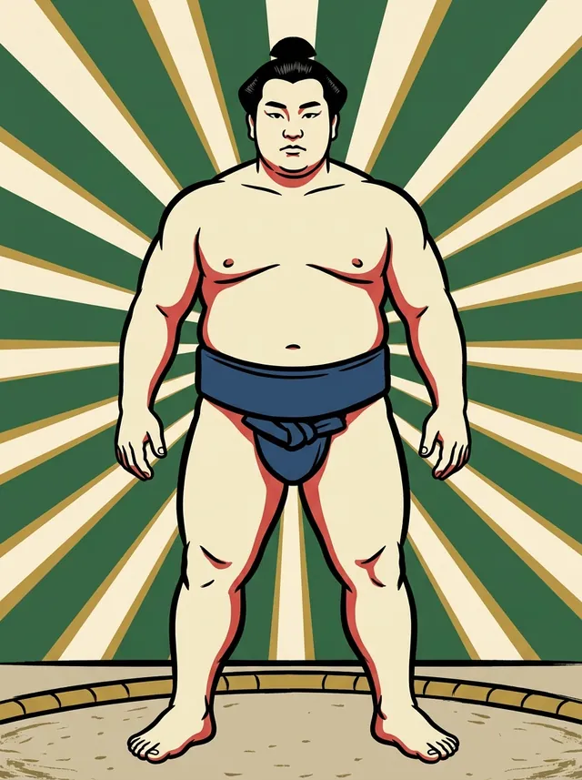 AI-generated illustration of a representative sumo wrestler. Not a photograph or a likeness of Hokutoriki Hideki.