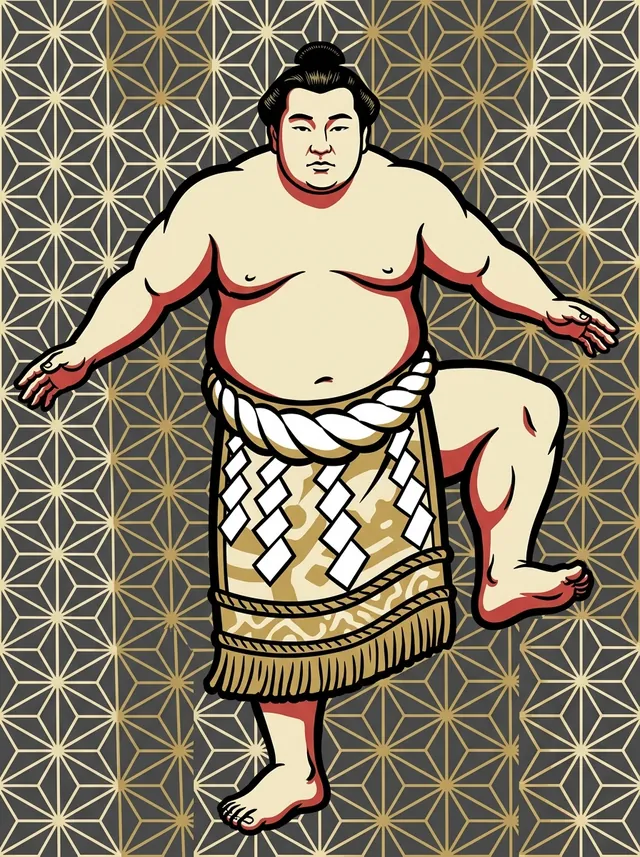 AI-generated illustration of a representative sumo wrestler. Not a photograph or a likeness of Onokuni Yasushi.