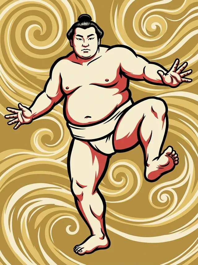 AI-generated illustration of a representative sumo wrestler. Not a photograph or a likeness of Daijuyama Tadaaki.