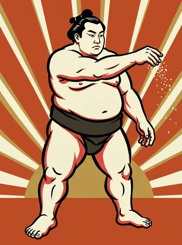 AI-generated illustration of a representative sumo wrestler. Not a photograph or a likeness of Yamanishiki Yoshiaki.
