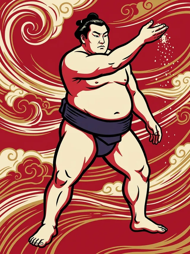 AI-generated illustration of a representative sumo wrestler. Not a photograph or a likeness of Daitetsu Tadamitsu.