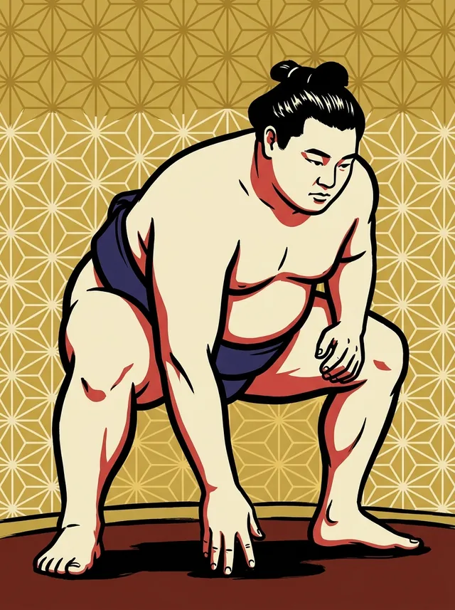 AI-generated illustration of a representative sumo wrestler. Not a photograph or a likeness of Ryujuyama Masao.