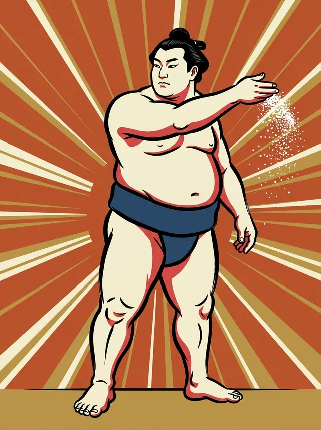 AI-generated illustration of a representative sumo wrestler. Not a photograph or a likeness of Kurama Tatsuya.