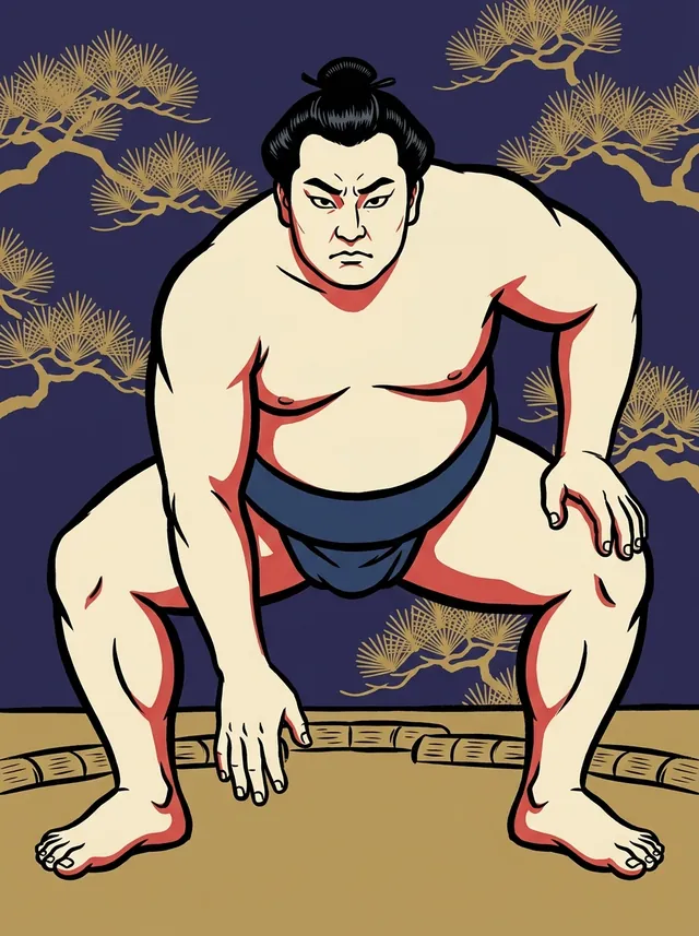 AI-generated illustration of a representative sumo wrestler. Not a photograph or a likeness of Tochiakagi Takanori.